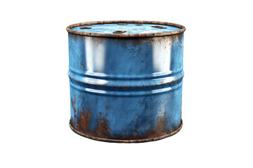 The Lone Wanderer: A Blue Barrel in the Spotlight on a Clear PNG or White Background.
