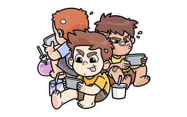 Kids Playing Games Character RG