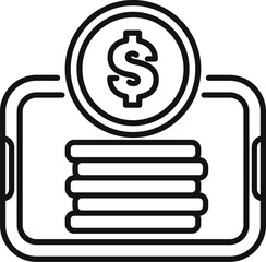 This simple icon represents the concept of mobile banking and the growth of personal finances