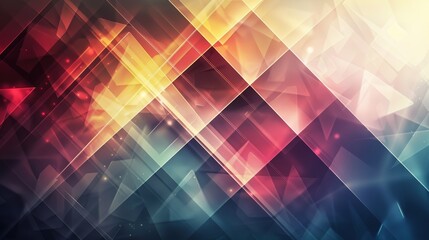 Fototapeta premium Abstract geometric pattern with vibrant colors and glowing textures. Ideal for modern, tech-inspired designs.