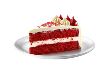 A Tempting Slice of Red Velvet Cake on a Clear PNG or White Background.