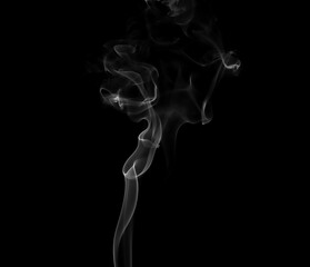 Collection of animated white smoke on black background. Smoke clouds. Isolated abstract lines.