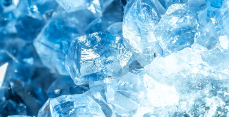 Blue Crystal Mineral Stone. Gems. Mineral crystals in the natural environment. Texture of precious...
