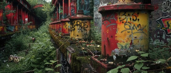 Fototapeta premium Graffiti blending with historical architecture