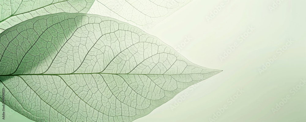 Poster leaf skeleton background. abstract background in soft green color with rengen amazing nature lines, 