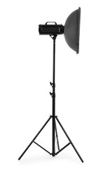 Professional lighting photographer's equipment isolated on white