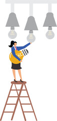 Change to new strategy to transform into a more profitable business, improve concept or new innovations to a new method, businesswoman replace old light bulb idea to new one concept