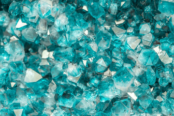 Aquamarine crystal mineral stone. Gems. Mineral crystals in the natural environment. Texture of precious and semiprecious stones. shiny surface of precious stone