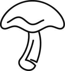 Simple line drawing of a mushroom with a thick stem and wavy cap, ideal for nature and food themed designs
