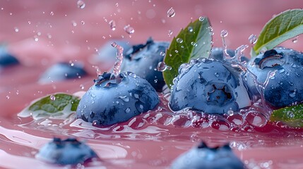 Fresh juice splash with cut off blueberry isolated on solid background