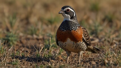 Natural Camouflage: Quail Bird Among Blades