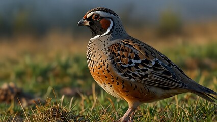 Meadow Guardian: Quail Bird Amidst Greenery