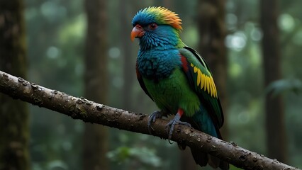 Obraz premium A red and black parrot in the jungle