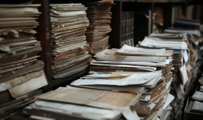 Obraz premium vintage documents in dusty library