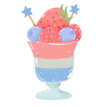 patriotic parfait dessert with berries and stars clip art preview