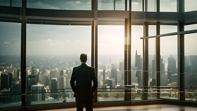 Businessman Looking Over Cityscape Generative AI