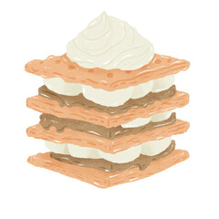 S'more with whipped Cream Hand drawn Illustration Colored Pencil Crayon Style Independence Day 4th of July American Food isolated clip art elements for holiday decoration and celebration design 