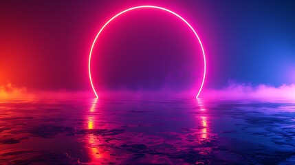 Pulsing ellipses with neon glow, bright and vibrant colors, hd quality, digital illustration, high contrast, geometric precision, modern design, artistic composition, dynamic and lively 