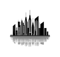 silhouette of city buildings (black on white background) - artwork 1