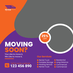 Obraz premium Social media posts for delivery service and moving service banner web banner