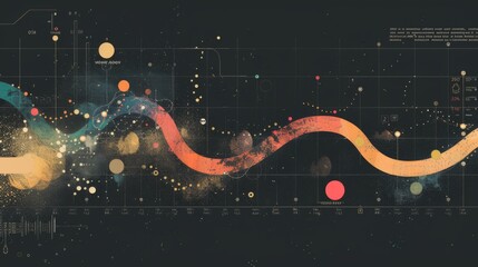 A timeline graph tracking historical financial data, with markers indicating significant events and milestones.