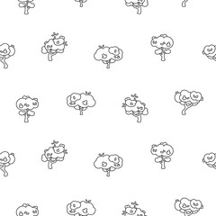 Deciduous tree. Seamless pattern. Coloring Page. Forest flora, agricultural garden and nature park plant. Hand drawn style. Vector drawing. Design ornaments.