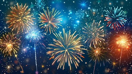 Fototapeta premium Abstract holiday concept colorful fireworks background