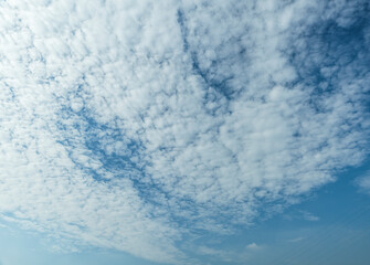 Obraz premium The azure sky is dotted with beautiful white clouds. 