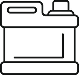 Black outline icon of a plastic canister holding cleaning supplies on a white background