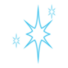 Obraz premium Glowing yellow star decoration. Y2K style sparkling stars.