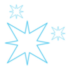 Obraz premium Glowing yellow star decoration. Y2K style sparkling stars.