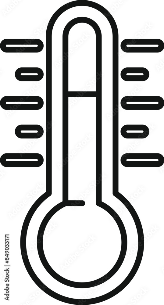 Poster simple linear icon of a thermometer with the temperature increasing