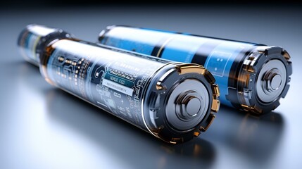 Three batteries on a table: one large, one medium, and one small.