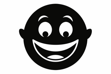 Smiling Face Icon Black Silhouette Vector,happy, illustration, vector, symbol, emotion, expression, smiling, yellow, sign, funny, comic, 