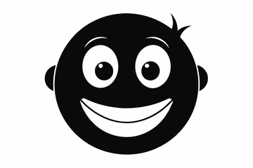 Smiling Face Icon Black Silhouette Vector,happy, illustration, vector, symbol, emotion, expression, smiling, yellow, sign, funny, comic, 