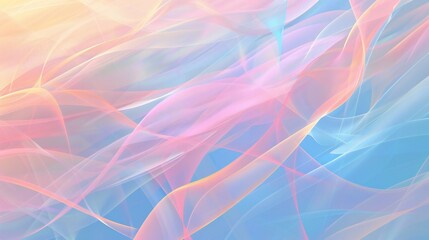 Intersecting 3D lines in a gradient of pastel colors, including soft shades of pink, blue, and yellow, creating a delicate and ethereal pattern.