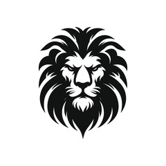 Fierce Lion Head Silhouette Vector: Powerful Wildlife Illustration
