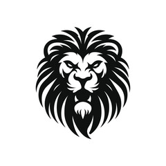 Intimidating Angry Lion Emblem: Detailed Animal Graphic for Logos and Designs