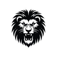 Intimidating Angry Lion Emblem: Detailed Animal Graphic for Logos and Designs