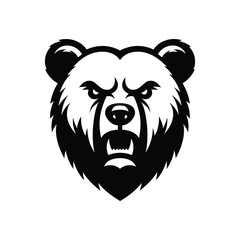 Intimidating Bear Emblem: Detailed Animal Graphic for Logos and Designs