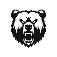 Intimidating Bear Emblem: Detailed Animal Graphic for Logos and Designs
