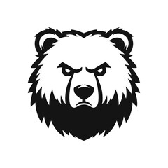 Roaring Bear Face Logo Design: Intense Black and White Vector Art