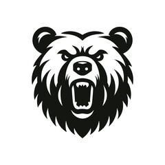 Fierce Bear Head Silhouette Vector: Aggressive Wildlife Illustration