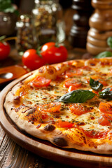 pizza margarita with cheese and tomato