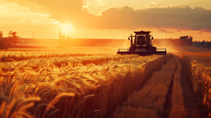Fototapeta premium combine harvester working on a field