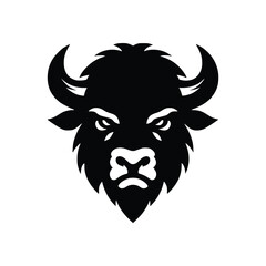 Bold Buffalo Face Vector Art - Premium Wildlife Silhouette for Design Projects