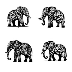 Elephant silhouette Vector, Tattoo