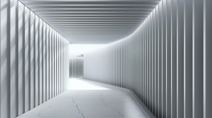 Naklejka premium Straight 3D geometric lines in light grey, intersecting to form a minimalist and futuristic environment.