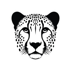 Fierce Cheetah Head Vector Art - Premium Wildlife Silhouette for Design Projects