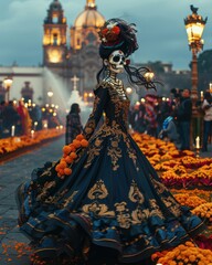Elegance and Allure of Dia de los Muertos in Mexico City's Zócalo  